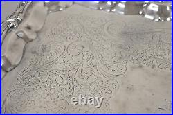 Vintage Sheridan Victorian Ornate Large Silver Plated Serving Platter Tray