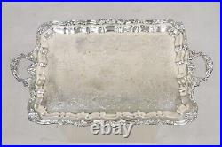 Vintage Sheridan Victorian Ornate Large Silver Plated Serving Platter Tray