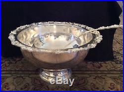 Vintage Sheridan silver plate punch bowl with 12 cups and ladle