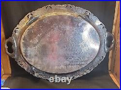 Vintage Silver Butler Serving Tray Very Large & Heavy READ