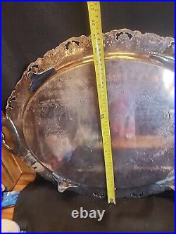 Vintage Silver Butler Serving Tray Very Large & Heavy READ