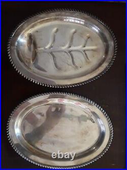Vintage Silver Carving Plate and Matching Serving Plate