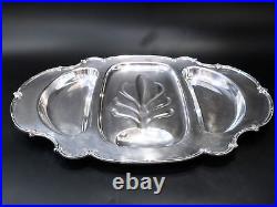 Vintage Silver Plate 3 Part Buffet Tray Victorian Rose