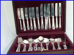 Vintage Silver Plate Canteen Cutlery 8 Setting Bead Pat 75 pcs Knives Fork Spoon