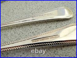 Vintage Silver Plate Canteen Cutlery 8 Setting Bead Pat 75 pcs Knives Fork Spoon