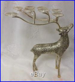 Vintage Silver Plate Christmas Reindeer Tea Lite Candle Holder Candelabra