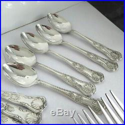 Vintage Silver Plate Cutlery 6 Place Forks Knives Spoons 50 Pcs Kings Pat Viners