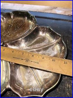 Vintage Silver Plate Divided Serving Dish With Handle Trinket Dish Crescent