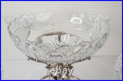 Vintage Silver Plate Epergne Royal Brierley Crystal Bowls Four Arm Large