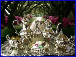 Vintage Silver Plate FB Rogers Coffee Tea Set With XL Tray 28 x 18 Full Set
