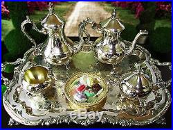 Vintage Silver Plate FB Rogers Coffee Tea Set With XL Tray 28 x 18 Full Set