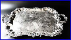 Vintage Silver Plate Footed Serving Tray Birmingham Silver Co BIM18