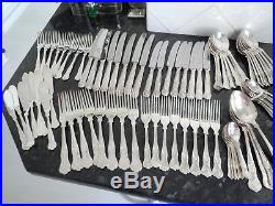 Vintage Silver Plate Kings Pattern 82 Pcs 8 Place Setting Knives Forks Cutlery