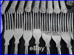 Vintage Silver Plate Kings Pattern 82 Pcs 8 Place Setting Knives Forks Cutlery