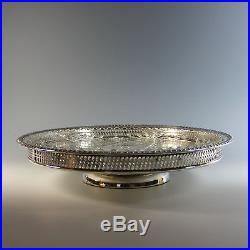 Vintage Silver Plate Lazy Susan with Glass Insert, Silverplate Tray