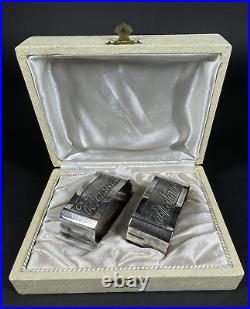 Vintage Silver Plate Napkin Rings In Original Box Engraved Madame & Monsieur