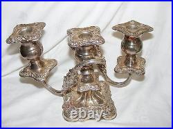 Vintage Silver Plate On Copper Ornate Candelabra 3 Arm Candlestick Sheffield