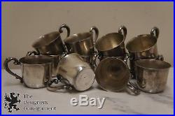 Vintage Silver Plate Punch Bowl Set Tray Platter 12 Cups Sheridan Ladle Grapes