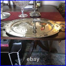 Vintage Silver Plate Serving Tray with Handles