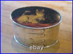 Vintage Silver Plate Shaker Design Box Decoupage CAT DOGS