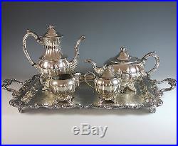 Vintage Silver Plate Tea Coffee Set with Tray, English Mfg Corp