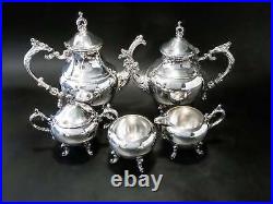 Vintage Silver Plate Tea Set Coffee Service Hibiscus FB Rogers 1960