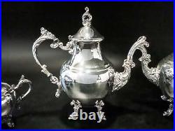 Vintage Silver Plate Tea Set Coffee Service Hibiscus FB Rogers 1960