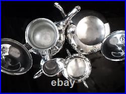 Vintage Silver Plate Tea Set Melon Finial Coffee Service William Adams