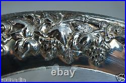 Vintage Silver Plate Tray Heavy Embossed Grapes/leaves Rims, Etched, Sheridan