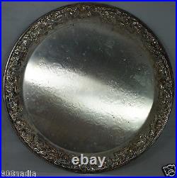 Vintage Silver Plate Tray Heavy Embossed Grapes/leaves Rims, Etched, Sheridan