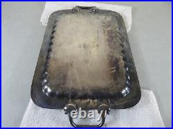 Vintage Silver Plate on Copper Serving Tray WithHandles Grape Border Design Nice