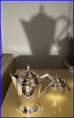 Vintage Silver-Plated Art Deco Tea Set Bauhaus Cubist WMF Josef Hoffmann Style