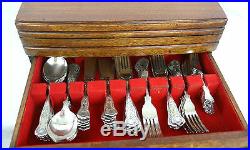 Vintage Silver Plated Canteen of Cutlery Kings Pattern 125 Pieces Oak Case