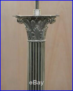 Vintage Silver Plated Corinthian Pillared Floor Standing Lamp Hairy Paw Feet