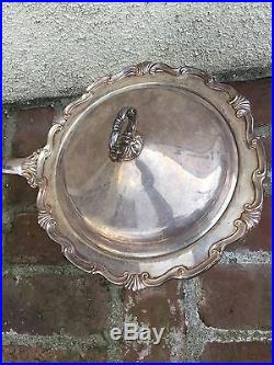 Vintage Silver Plated Covered Serving Dish With Handle