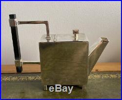 Vintage Silver Plated Cube Teapot In The Manner Of Christopher Dresser