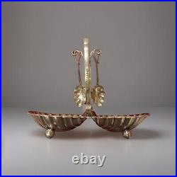 Vintage Silver Plated Double Shell Shaped Butter, Caviar, Jam, Dish