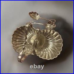 Vintage Silver Plated Double Shell Shaped Butter, Caviar, Jam, Dish