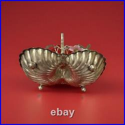 Vintage Silver Plated Double Shell Shaped Butter, Caviar, Jam, Dish