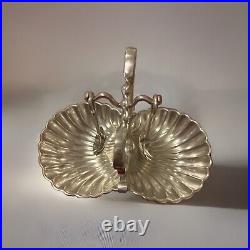 Vintage Silver Plated Double Shell Shaped Butter, Caviar, Jam, Dish