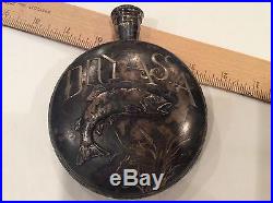 Vintage Silver Plated Dry As A Fish Round Flask Canteen 5¼ (#5599)