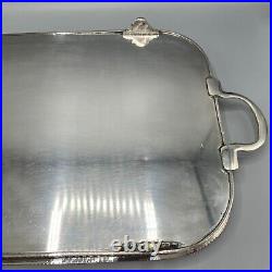 Vintage Silver Plated Footed Gallery Serving Tray with Handles Feet Cocktail Tea