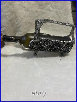 Vintage Silver Plated Grape Leaf Wine Anyique Bottle Holder/Caddy