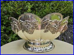 Vintage Silver Plated Grape and Vine Scalloped Footed Decorative Centerpiece