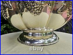 Vintage Silver Plated Grape and Vine Scalloped Footed Decorative Centerpiece