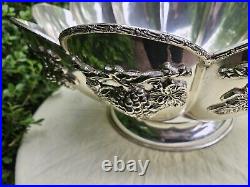 Vintage Silver Plated Grape and Vine Scalloped Footed Decorative Centerpiece