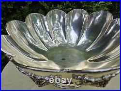 Vintage Silver Plated Grape and Vine Scalloped Footed Decorative Centerpiece