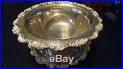 Vintage Silver Plated Large Elegant Punch Bowl Set with Tray, 12 Cups and Ladle
