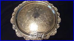 Vintage Silver Plated Large Elegant Punch Bowl Set with Tray, 12 Cups and Ladle