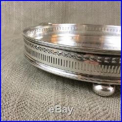 Vintage Silver Plated Serving Tray Round Twin Handled Art Deco William Suckling
